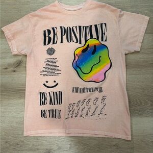 PacSun Peach Be Positive Tee with Rainbow Smiley